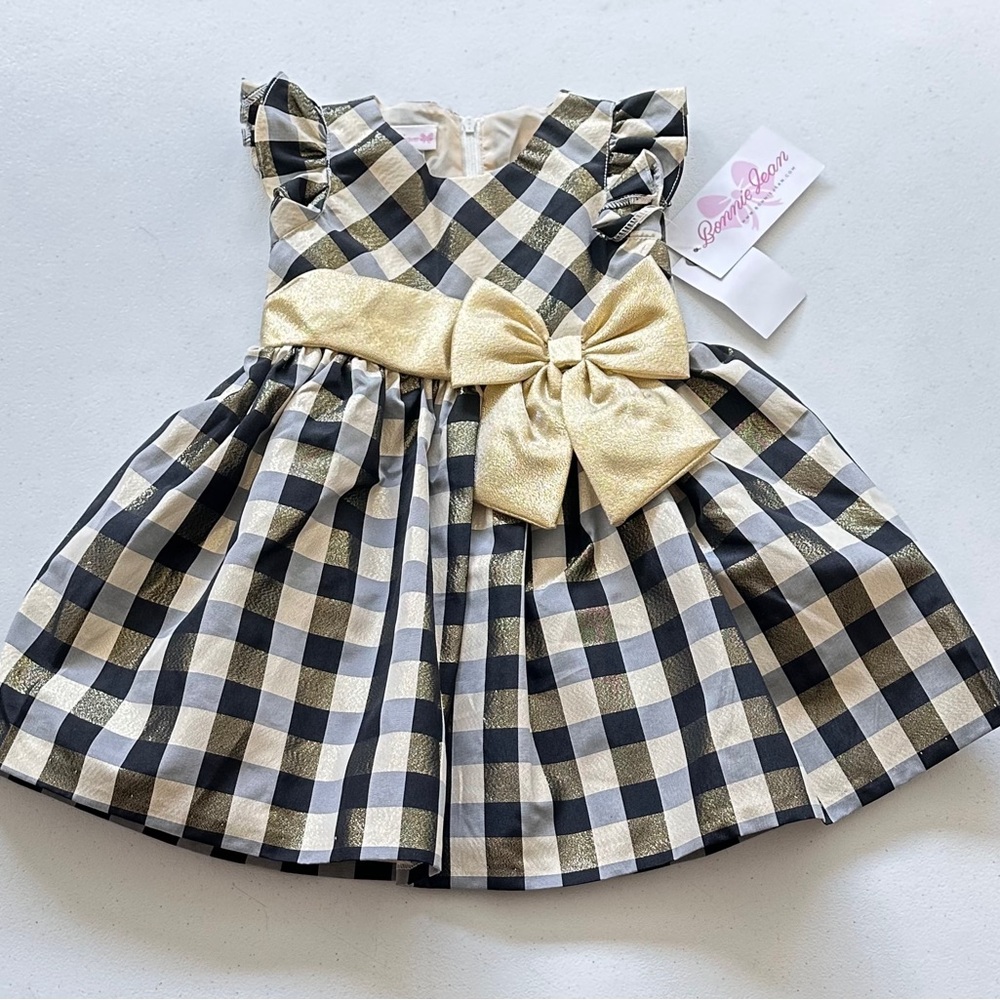 NWT. Bonnie Jean Toddler Girls Short Sleeve Flutter Sleeve A-Line Dress Size 2